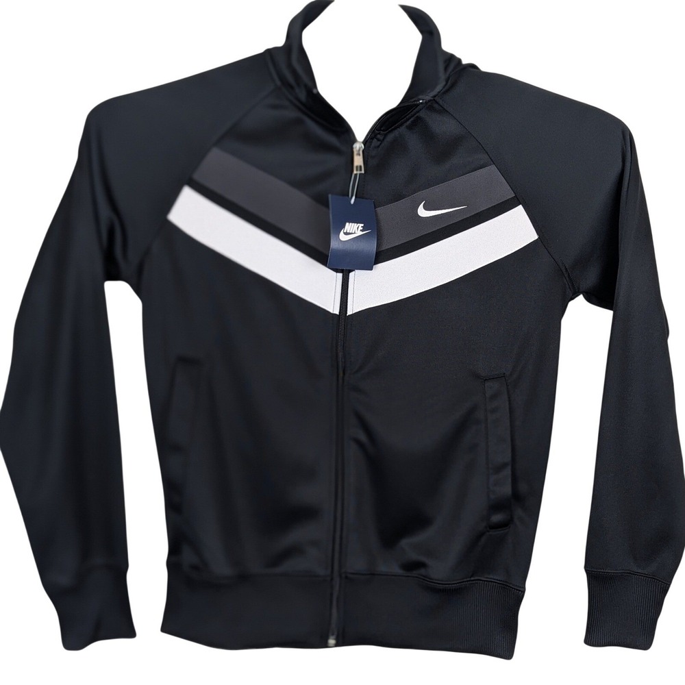 Nike Track Jacket Full Zip Black White Gray Athletic Sportswear Men's Size XS